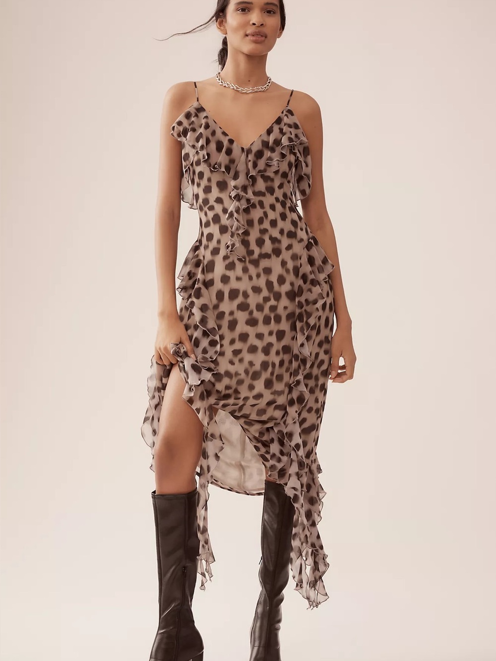 Anthropologie Sarah Hann ruffle midi dress
